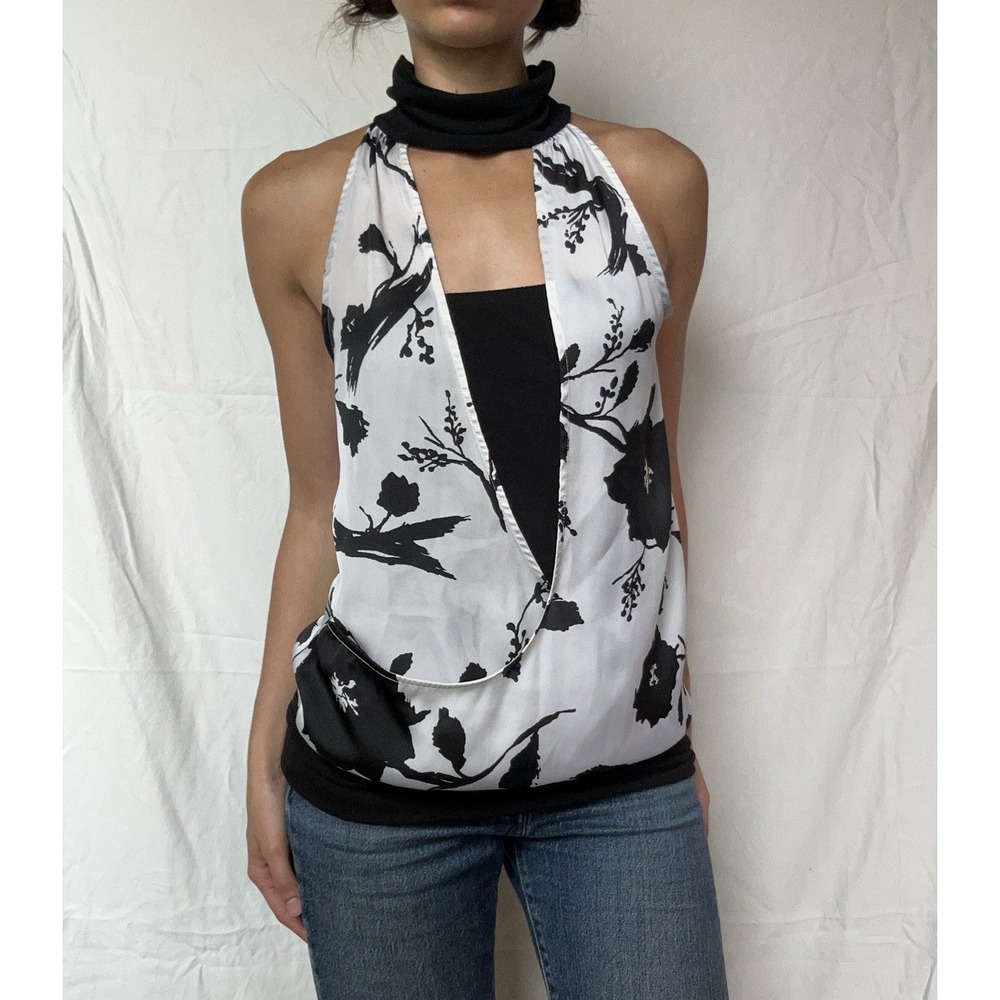 2000s Charlotte Russe Floral Halter Top Y2K Club Office Siren Chic Whimsigoth
